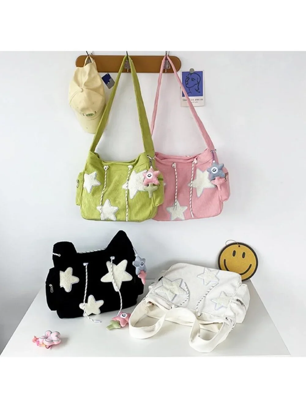 Women's Green Multiple Pockets Zipper Aesthetic Hobo Bag Crossbody Handbag